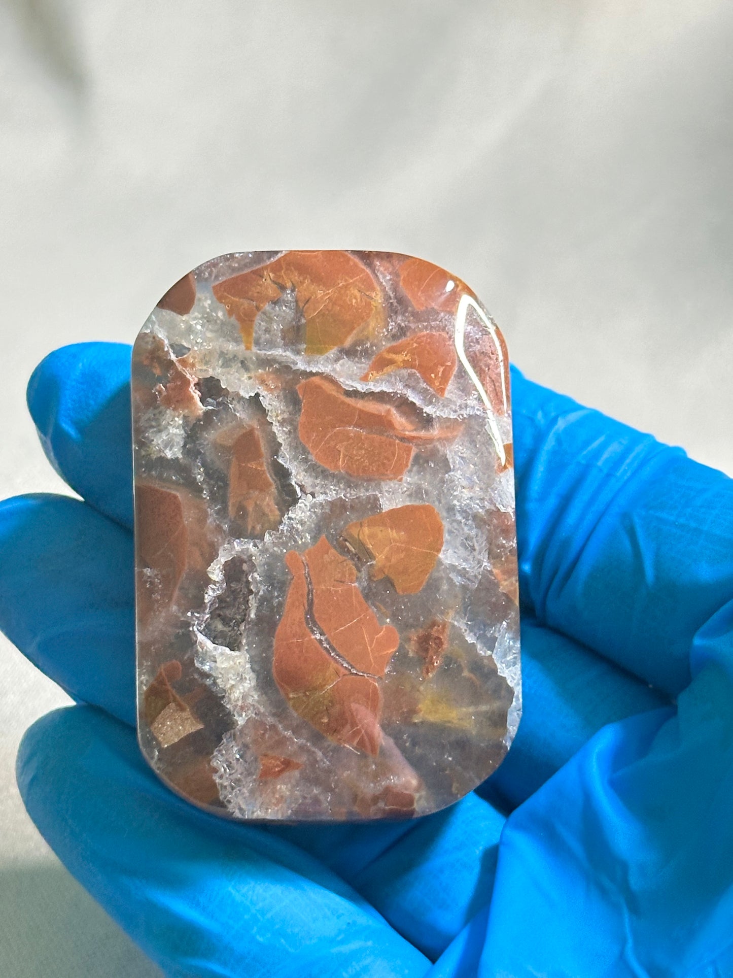 Agate in Quartz Palm Stone
