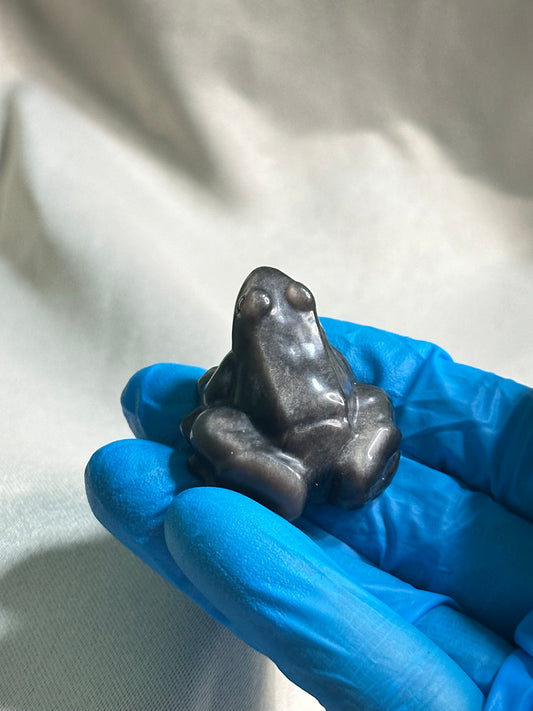 Silver Sheen Obsidian Frog